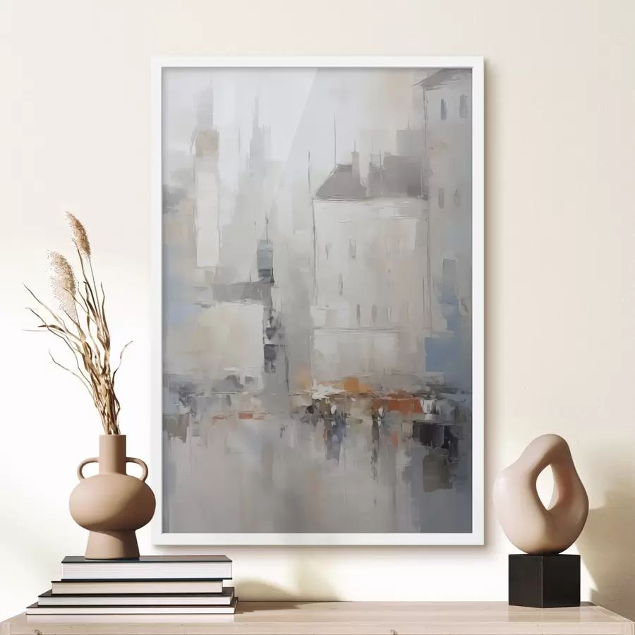 Fotobehang Abstracte imitatie van een stadsgezicht uit de schilderkunst f48502