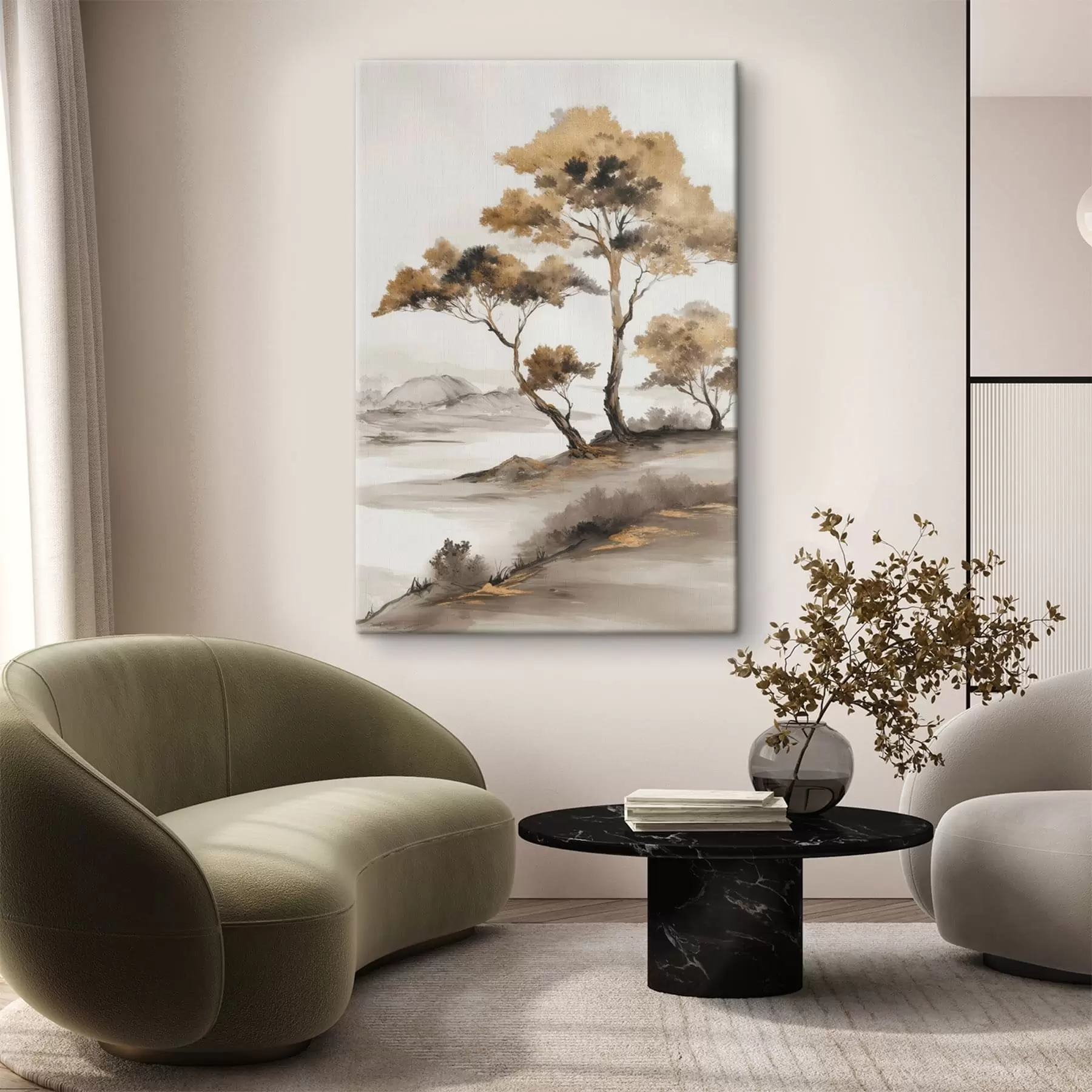  Schilderijen Abstrakt landschap met bomen s48512