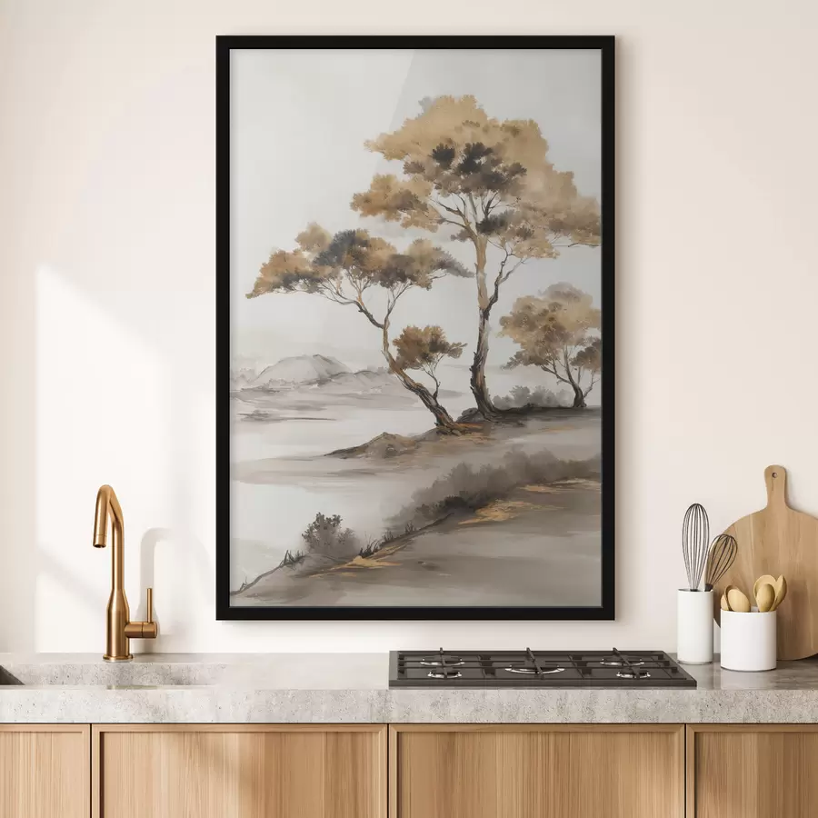 Fotobehang Abstrakt landschap met bomen f48512