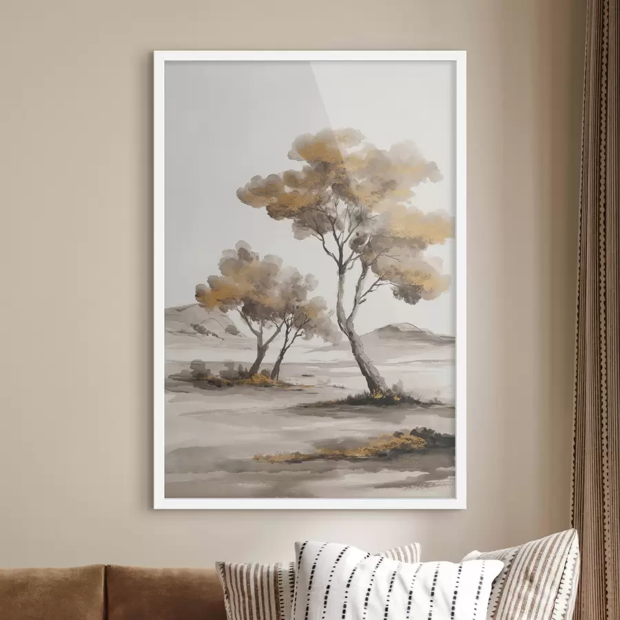 Fotobehang Abstrakt landschap met bomen f48513