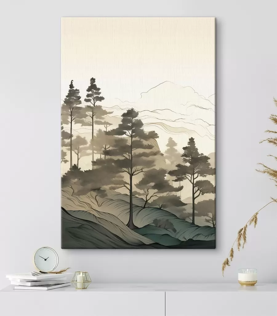  Schilderijen Mistig bos bij zonsopgang s48539