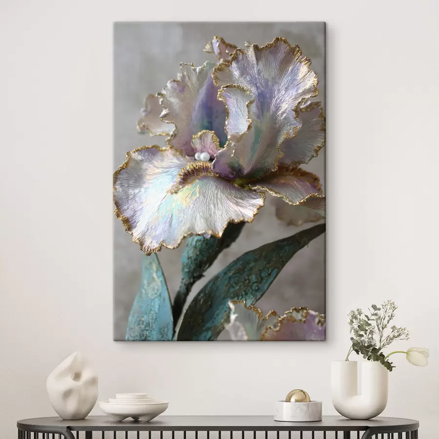  Schilderijen een irisbloem in decoratieve stijl s48546