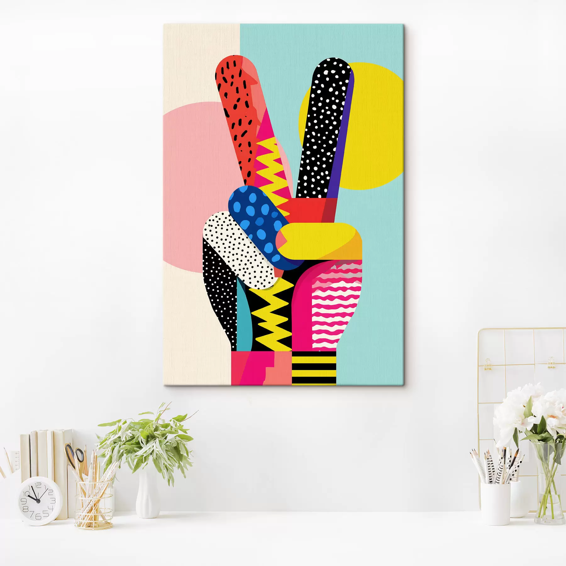  Schilderijen een gestileerd overwinningsgebaar s48548