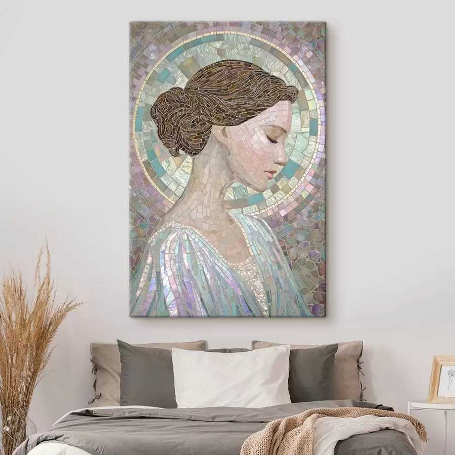 Schilderijen het profiel van een vrouw in de stijl van gebrandschilderd glas s48551