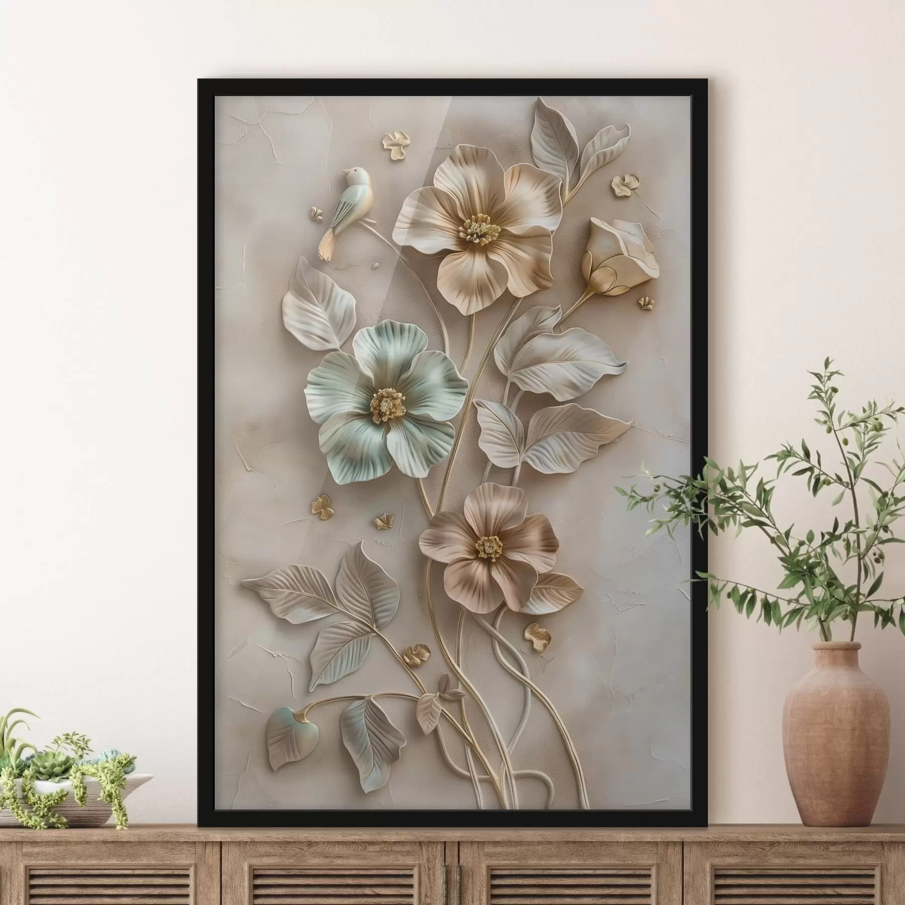 Fotobehang een bloeiende abrikozentak in aquarelstijl f48527