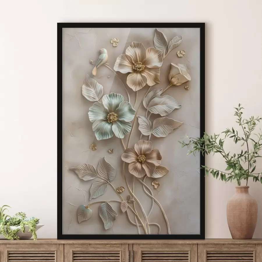 Fotobehang een bloeiende abrikozentak in aquarelstijl f48527