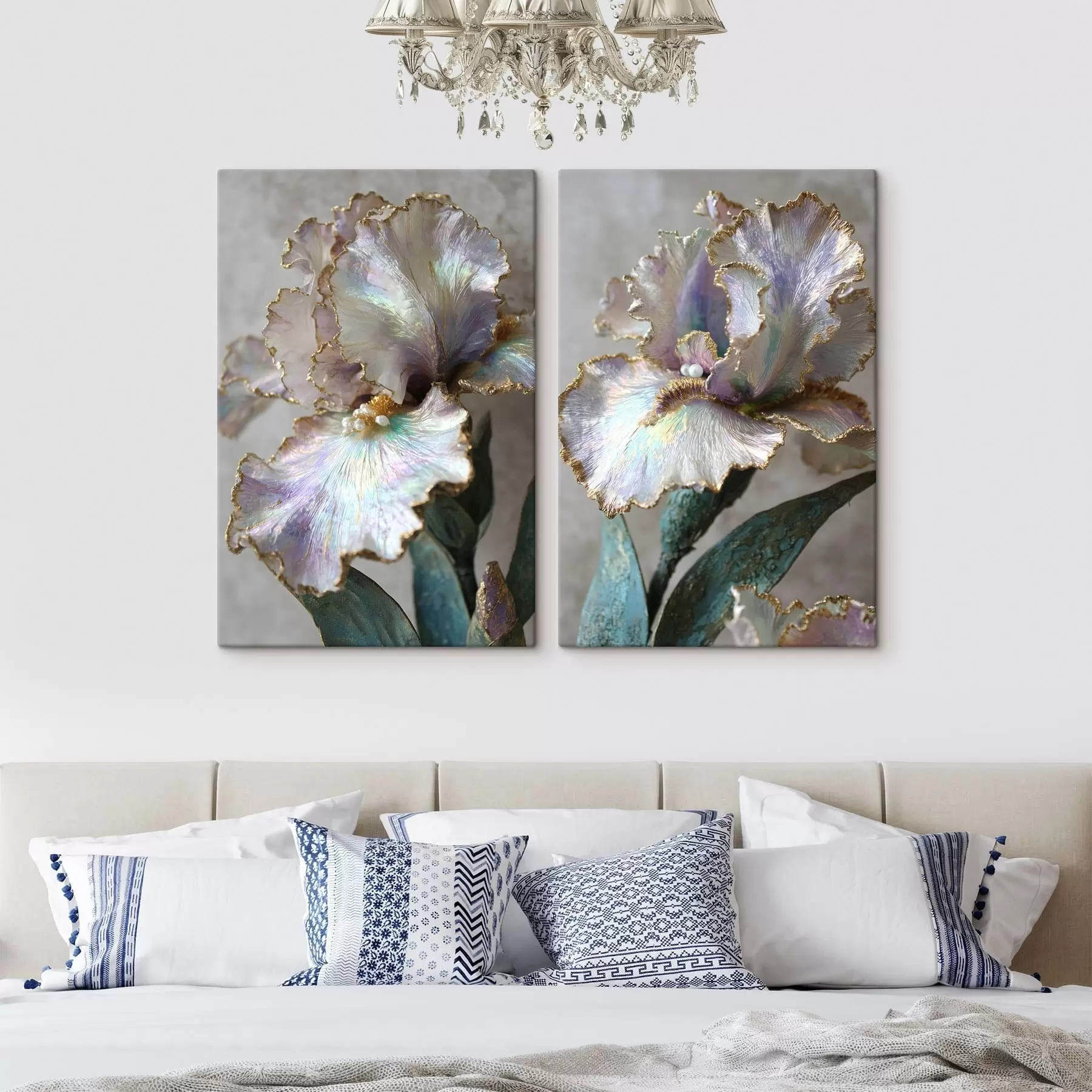  Schilderijen een irisbloem in decoratieve stijl m30264