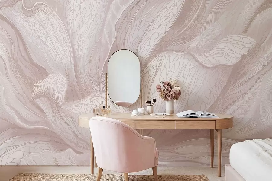 Fotobehang Abstracte bloem in lichtbeige tinten w05119