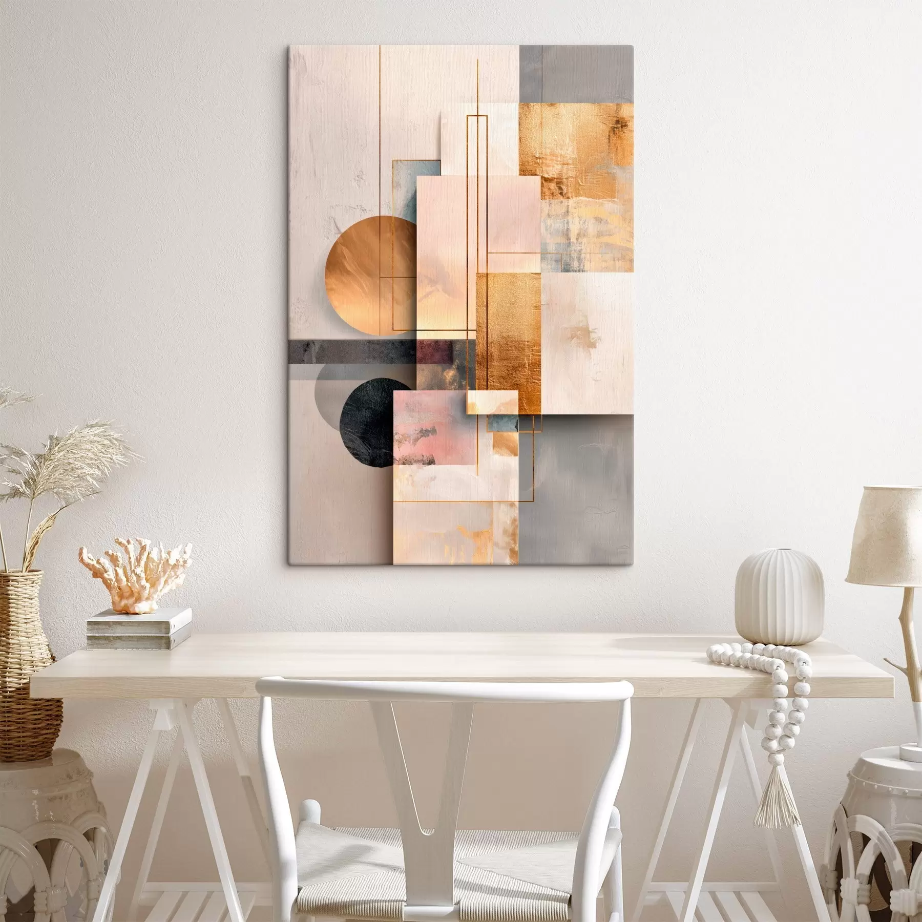 Fotobehang Een abstracte collage van geometrische vormen en elementen met textuur s48195