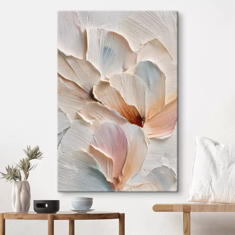  Schilderijen Gestileerde compositie met een effect van dikke penseelstreken op een lichte achtergrond s48200