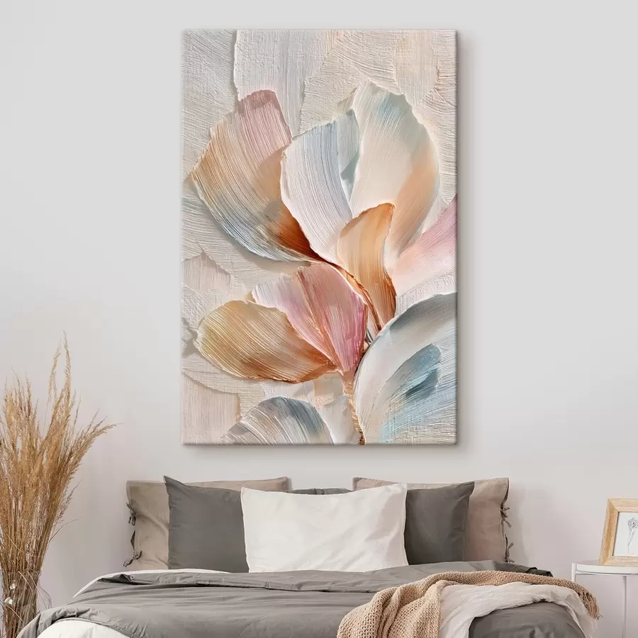  Schilderijen Gestileerde compositie met een effect van dikke penseelstreken op een lichte achtergrond s48203