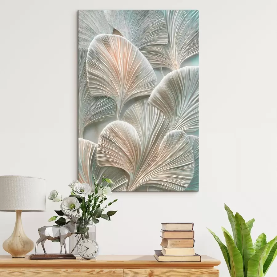  Schilderijen Kunstzinnige illustratie met reliëfbladeren in een eigentijdse bas-reliëfstijl s48210