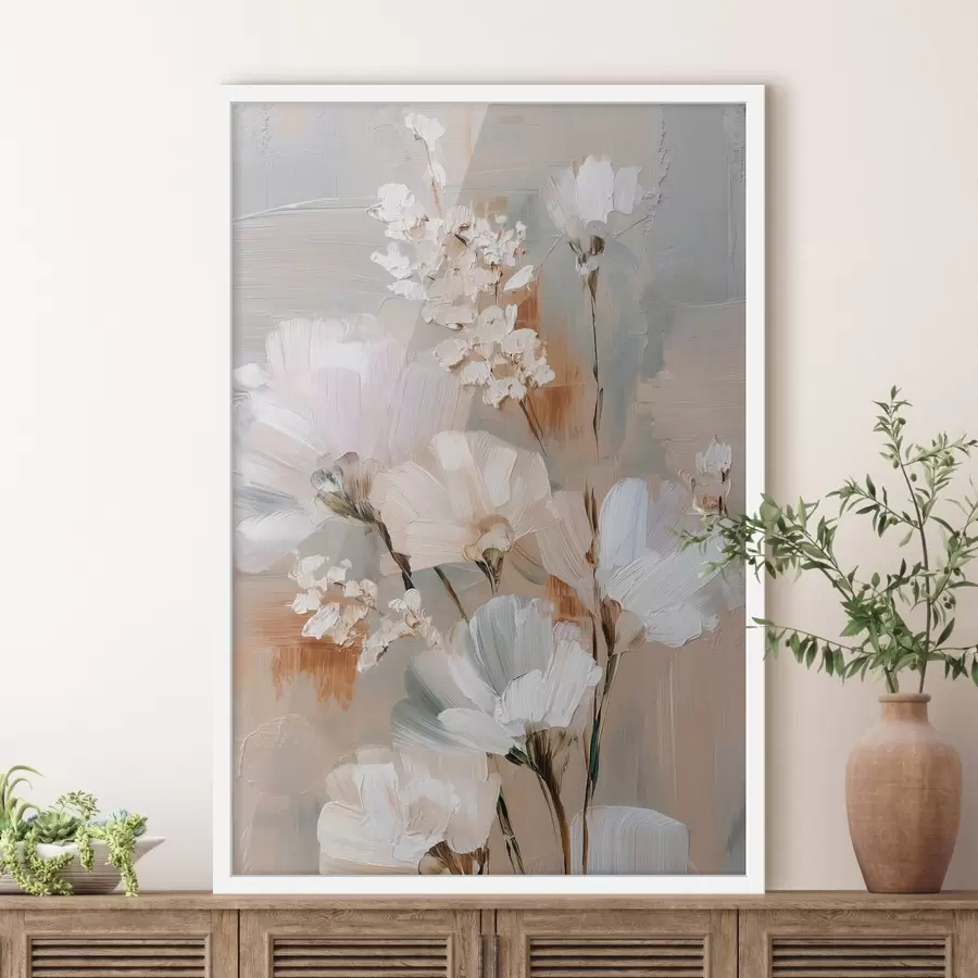 Fotobehang Bloemstuk in pasteltinten in de stijl van een olieverfschilderij f48194