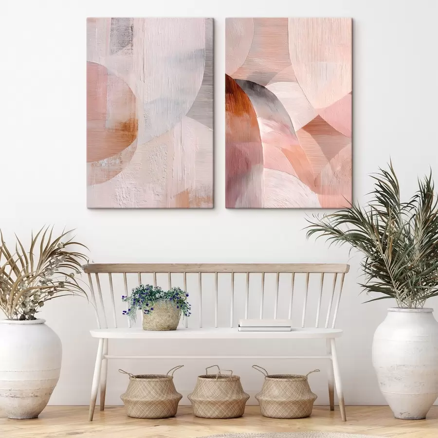 Fotobehang Een harmonie van warme tinten en gestructureerde lijnen in een kunstzinnige stijl m30146