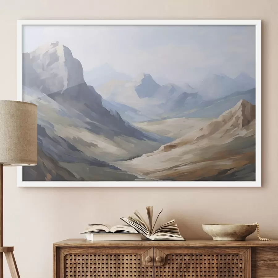 Fotobehang Berglandschap imitatie van schilderij f48589