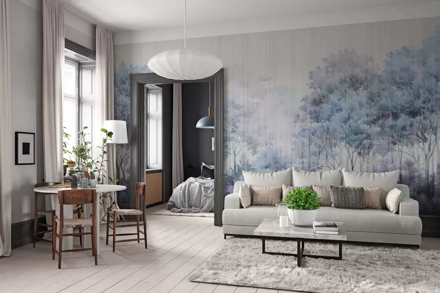 Fotobehang Lommerrijk bos en lijnen w05442v1