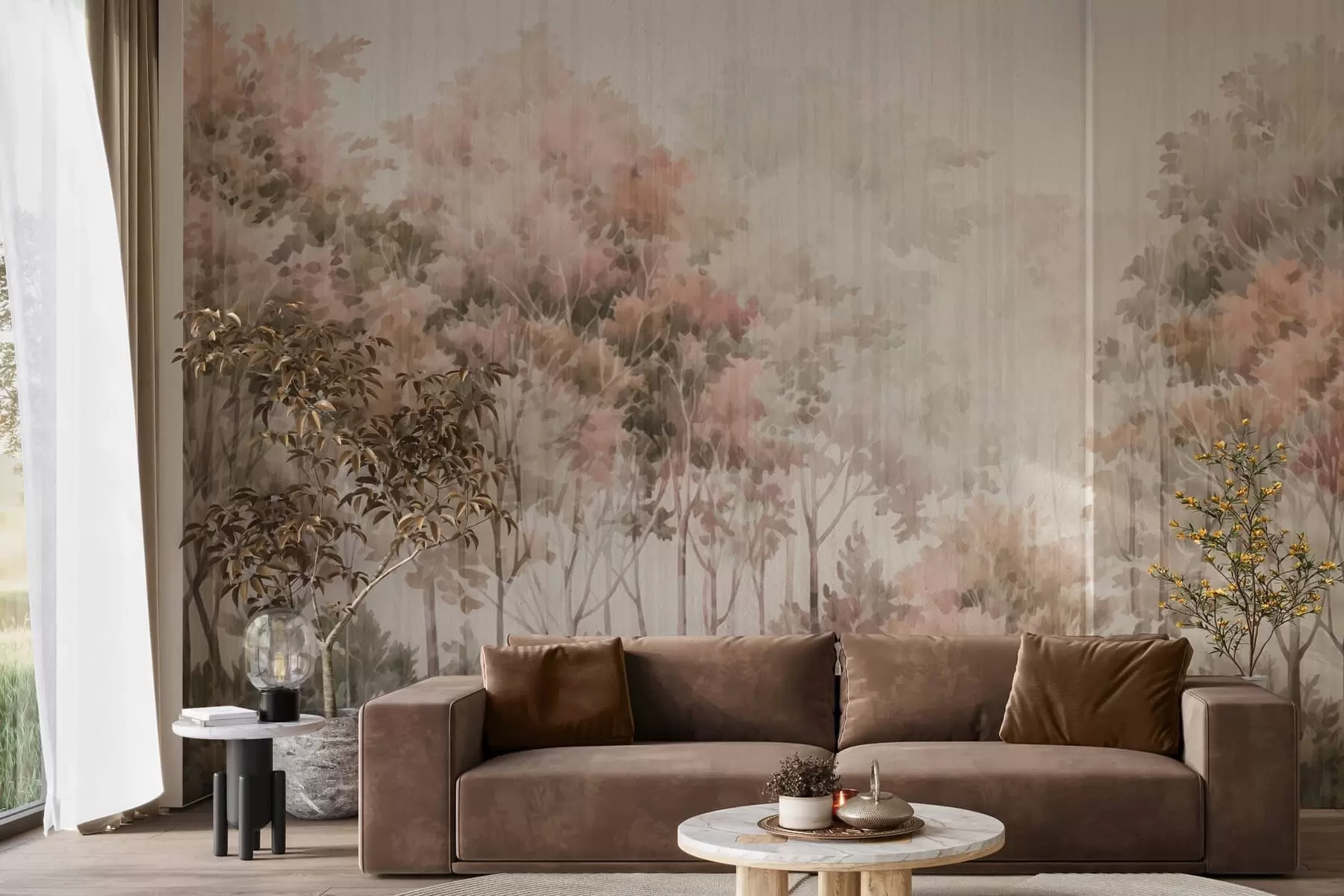 Fotobehang Lommerrijk bos en lijnen w05442v2