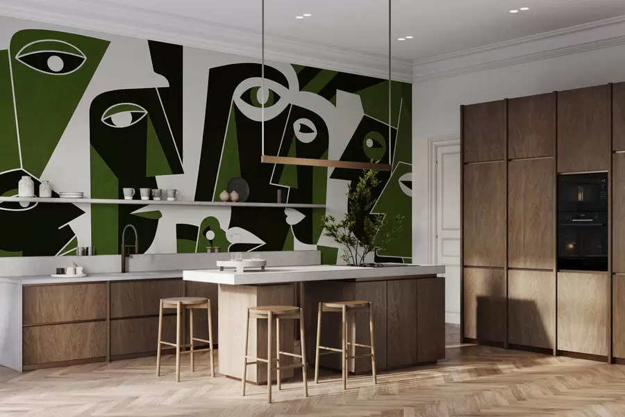 Fotobehang Gezichten in Afrikaanse stijl w05446v3