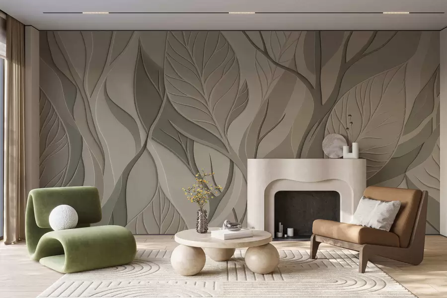 Fotobehang Kruisende bladeren w05448