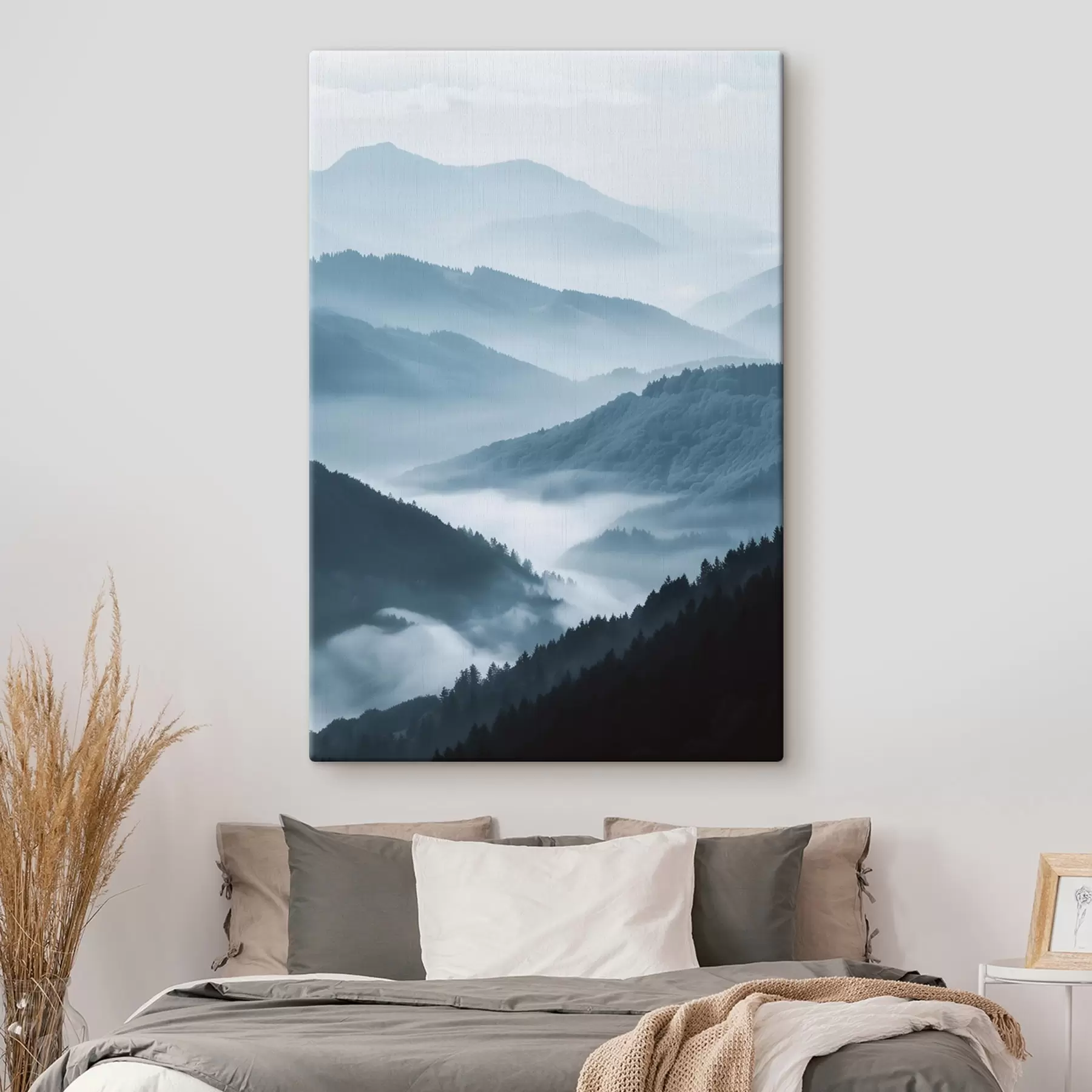 Fotobehang Mistige bergen, blauw landschap s48567