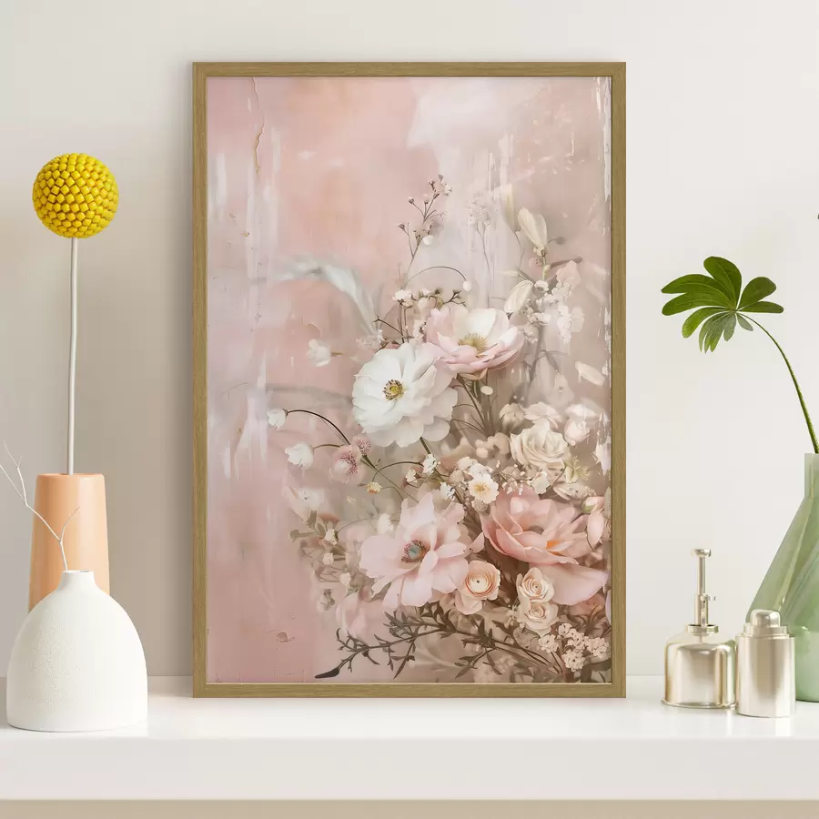 Fotobehang Bloemstuk in beige en roze tinten f48564