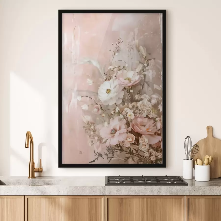 Fotobehang Bloemstuk in beige en roze tinten f48564