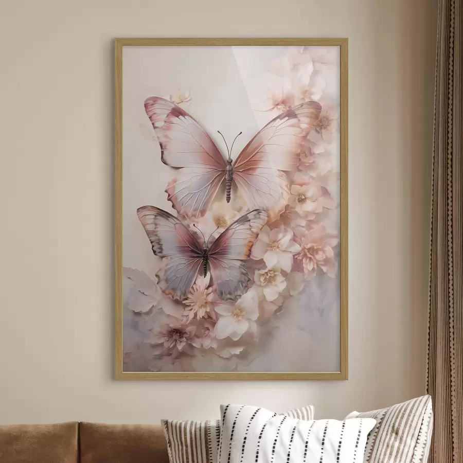 Fotobehang Bloemen en vlinders f48565