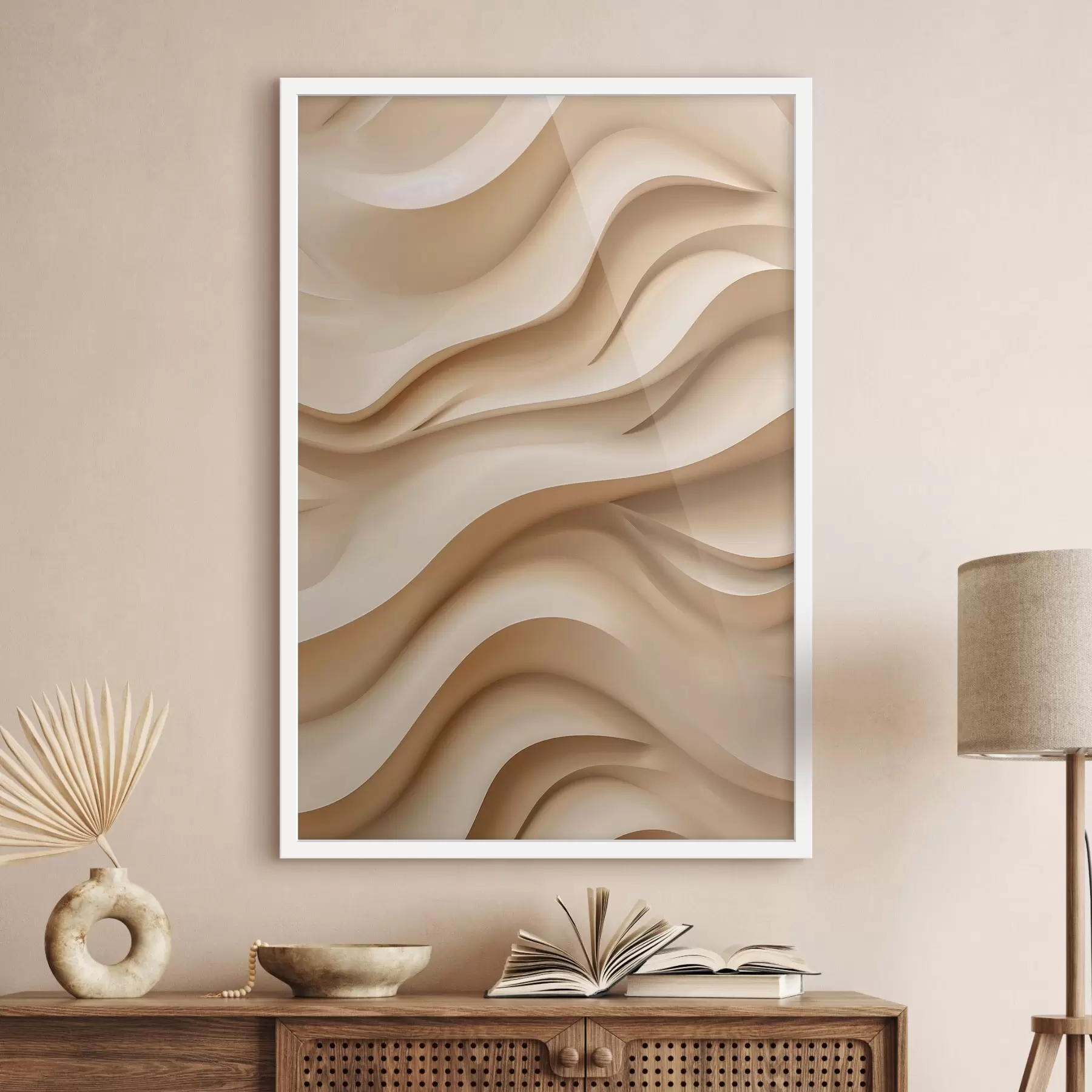 Fotobehang 3D-golven, beige, structuurpatroon f48585