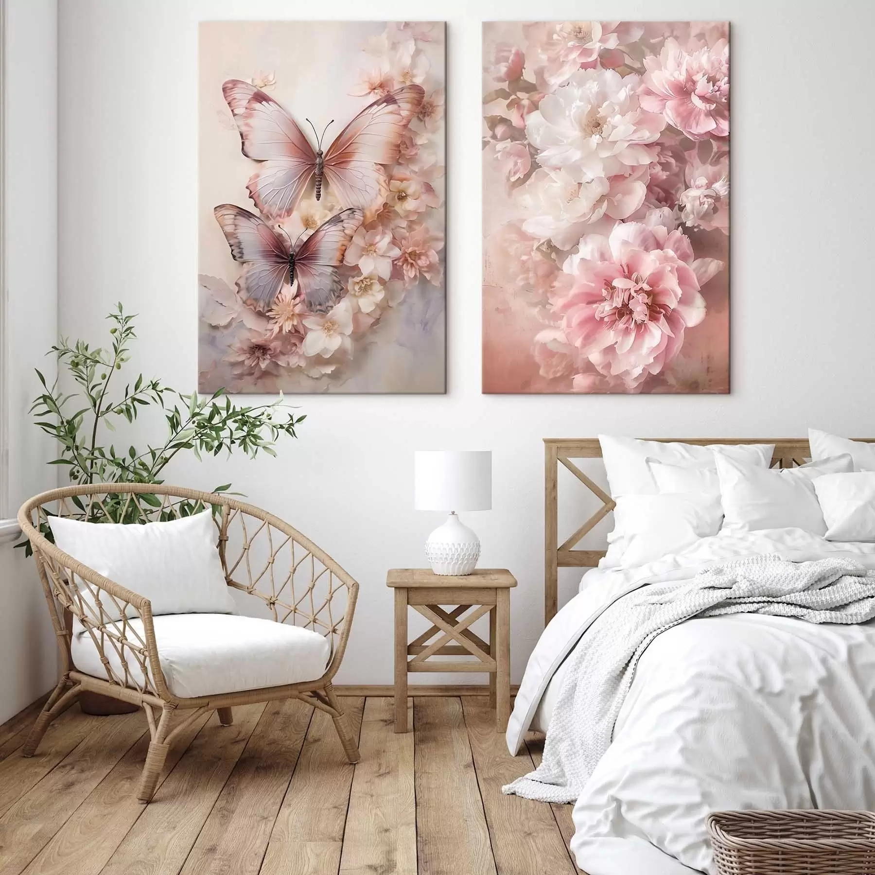  Schilderijen Roze bloemen, romantische stijl m30268