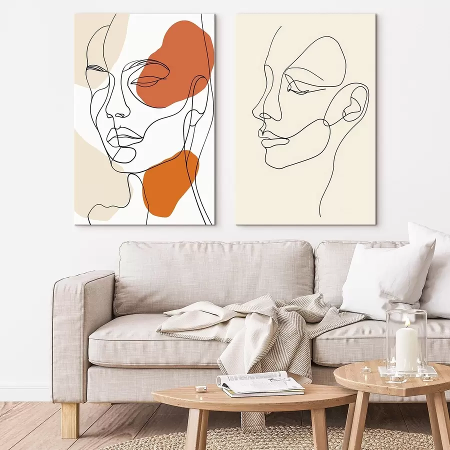  Schilderijen Abstracte gezichten, modern minimalisme m30270