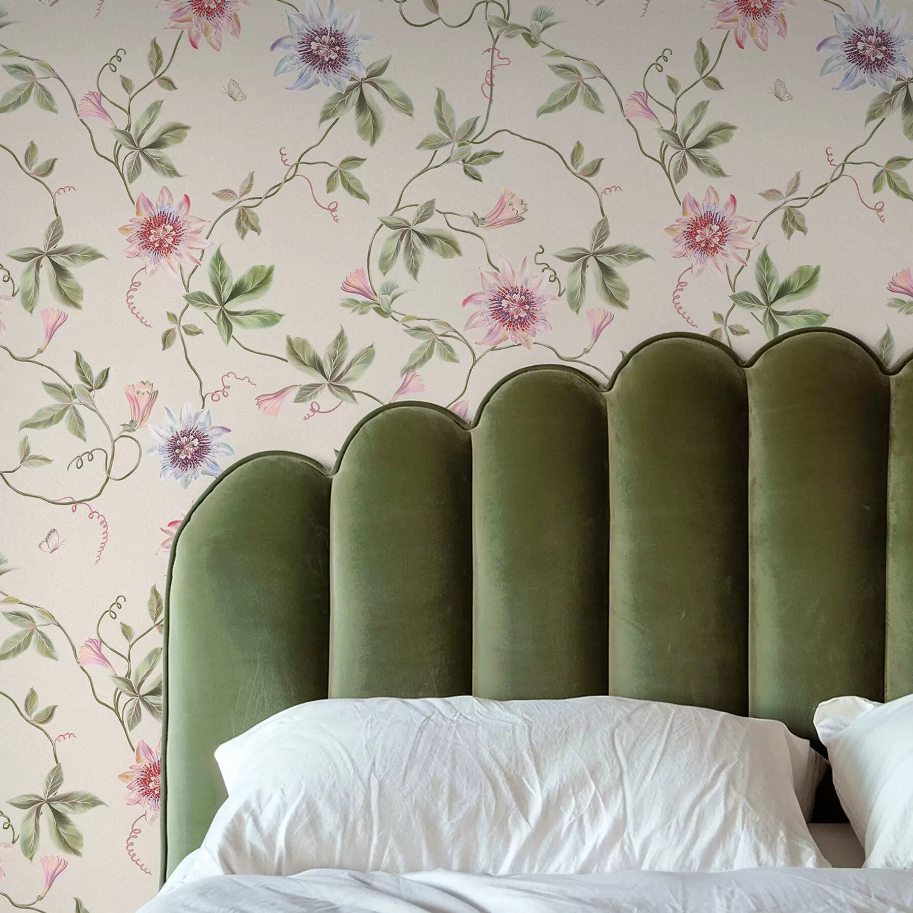 Fotobehang Patroon met exotische bloemen en ranken a01131