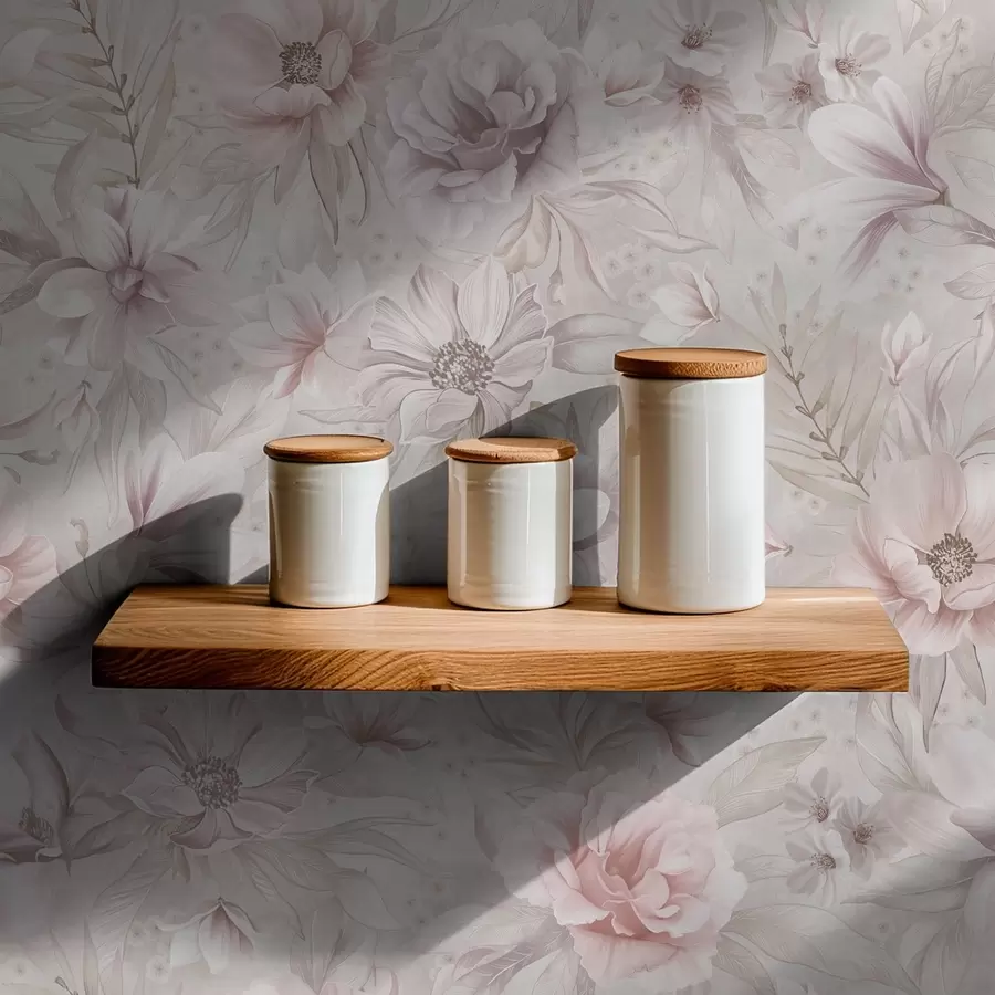 Fotobehang Lichtpatroon met grote, sierlijke bloemen a01133