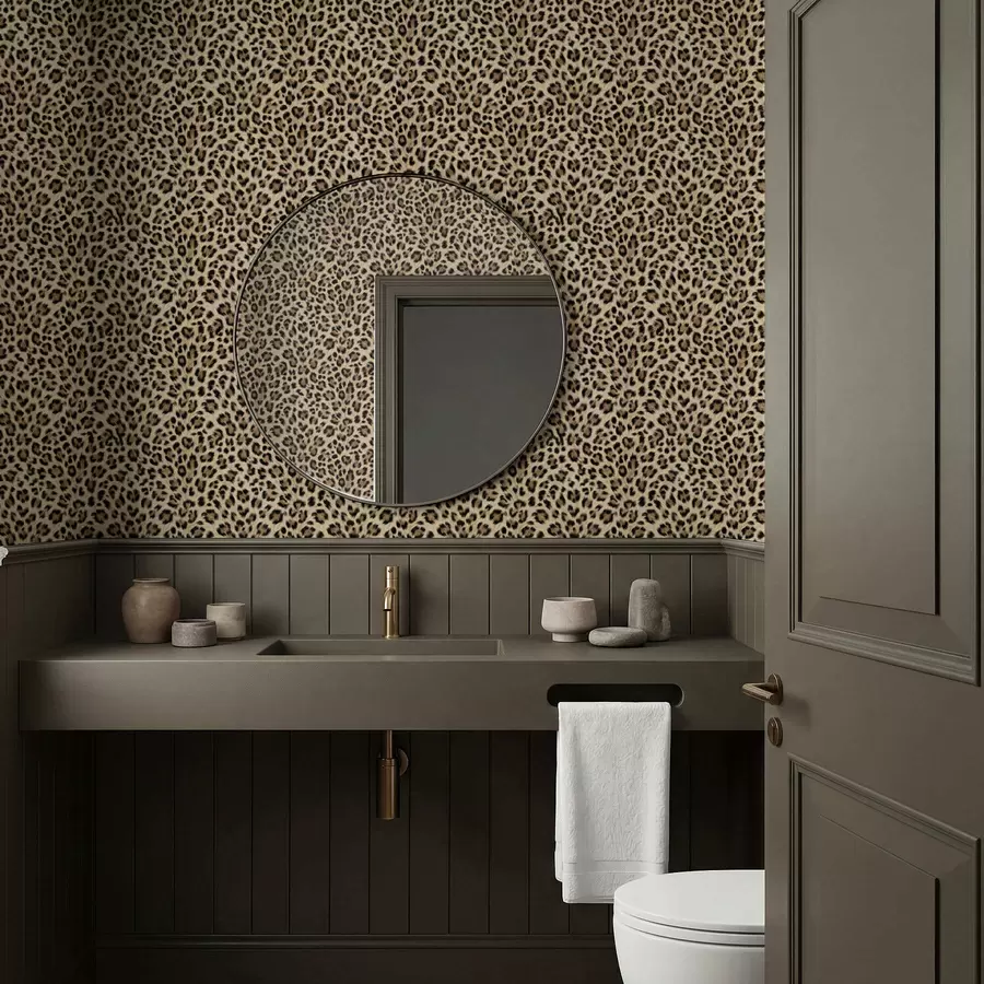 Fotobehang Luipaardpatroon met vlekken op een lichte achtergrond a01151