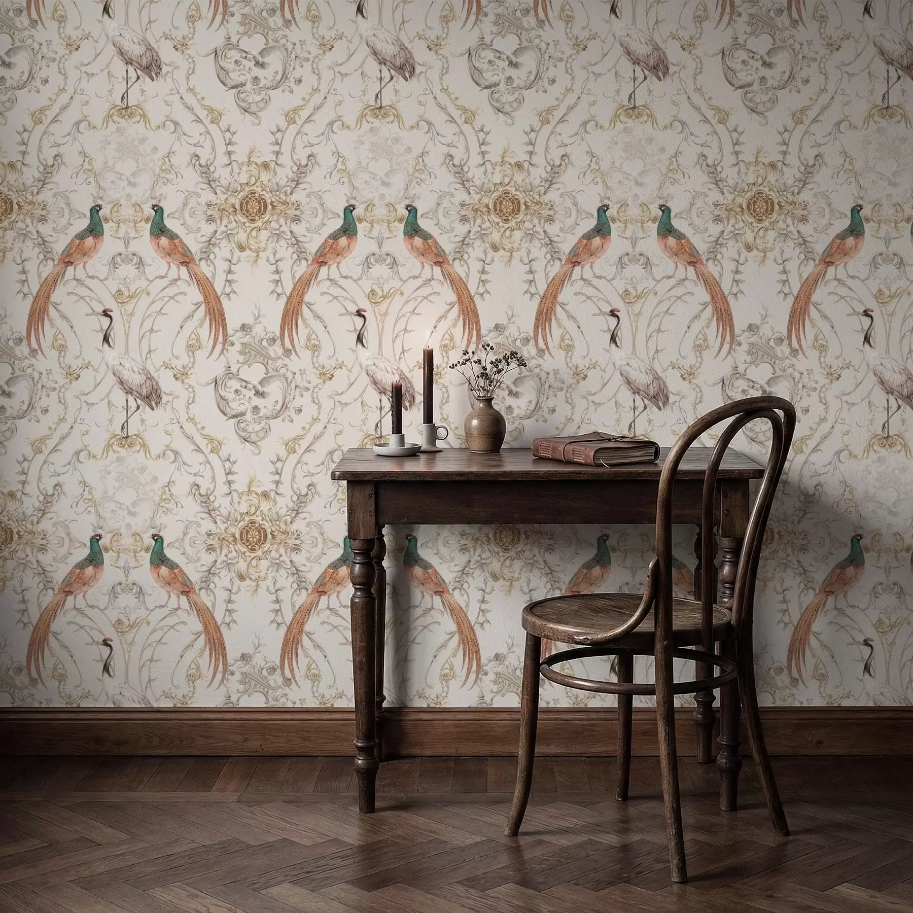 Fotobehang Sierpatroon met vogels en motieven a01156