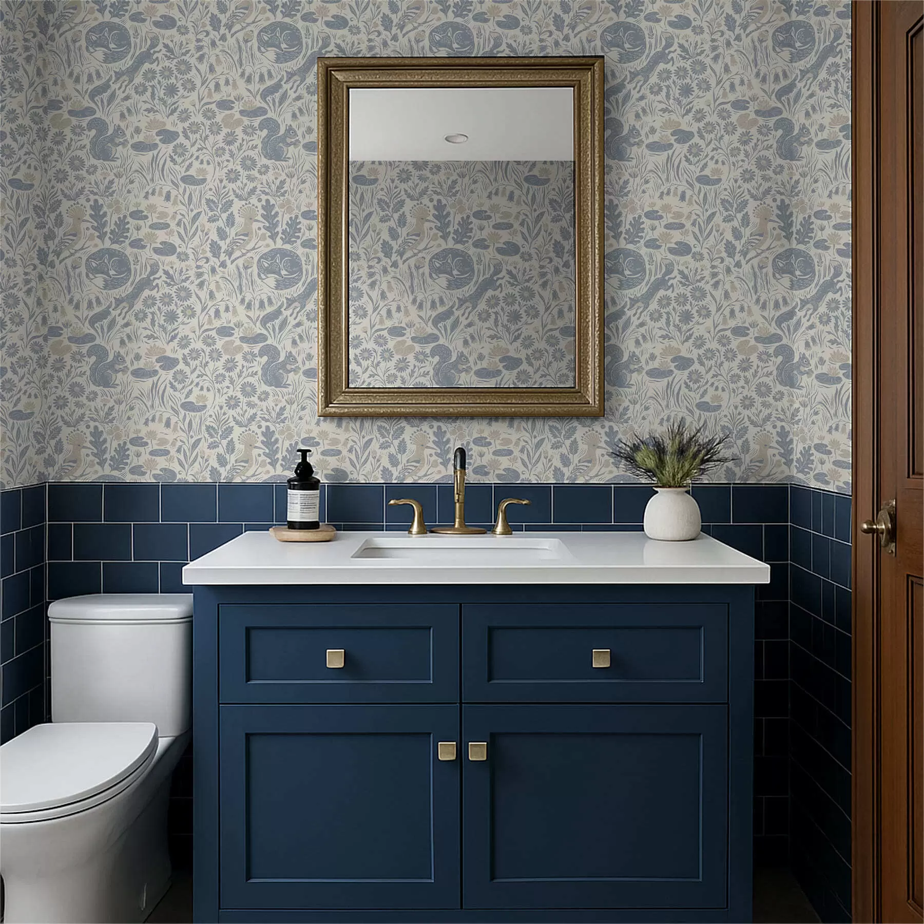 Fotobehang Decoratief patroon met bosdieren a01158