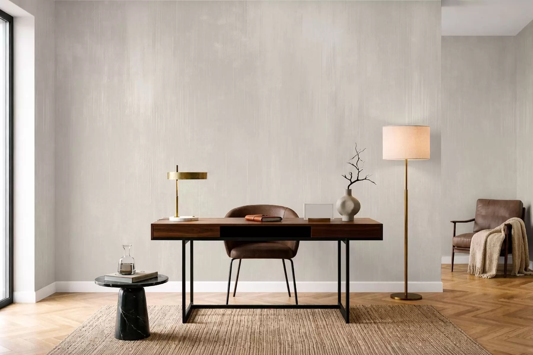 Fotobehang Lichtbeige achtergrond met een subtiele verticale structuur w05121