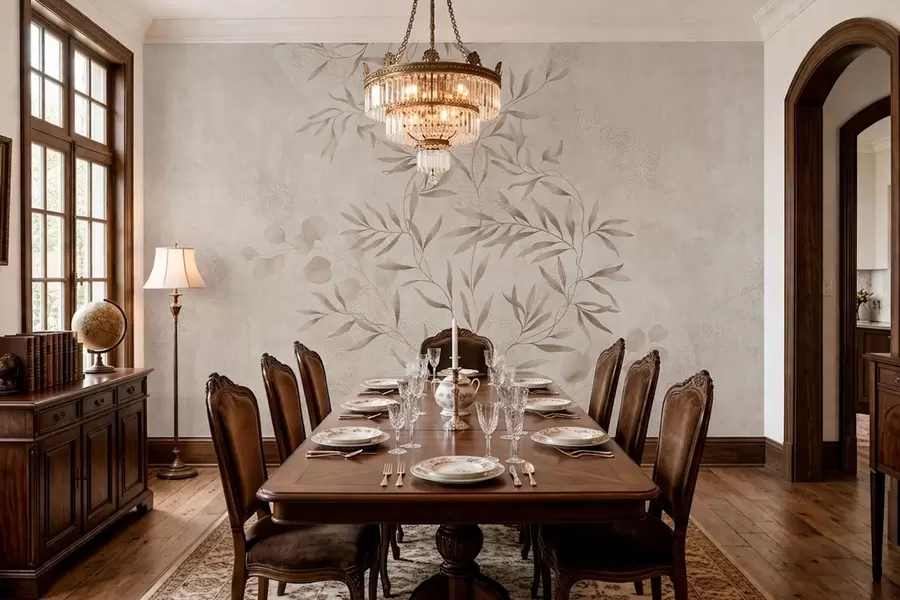 Fotobehang Botanisch patroon in beige en bruine tinten w05424v2