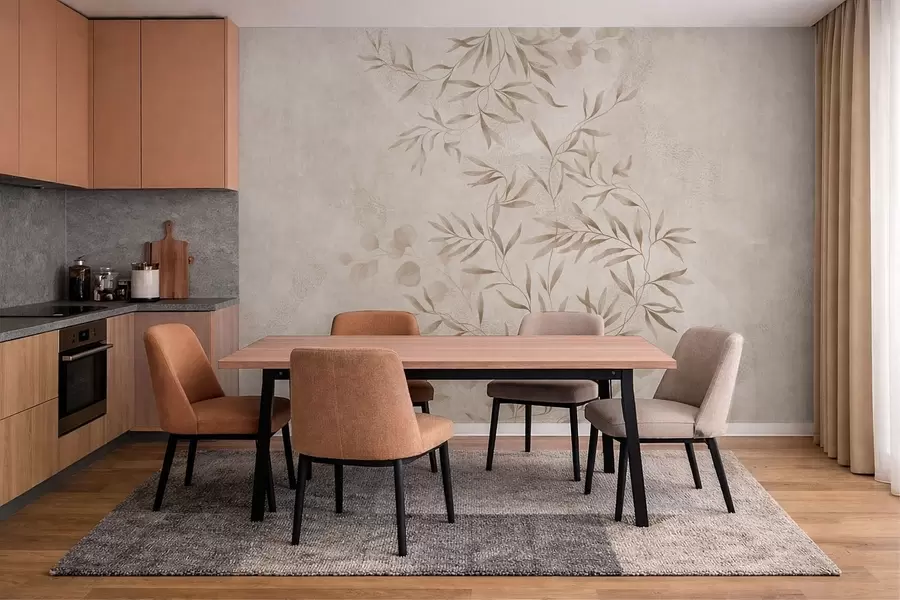 Fotobehang Botanisch patroon in beige en bruine tinten w05424v2