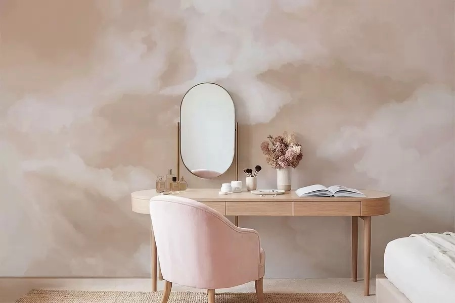 Fotobehang Zachte, bewolkte achtergrond in warme beige tinten w05426
