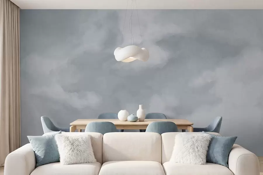 Fotobehang Zachte, bewolkte achtergrond in lichtgrijze tinten w05426v1