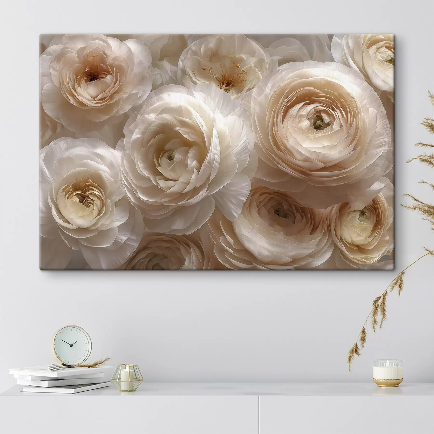  Schilderijen Witte rozen, een verfijnd bloemstuk s48628