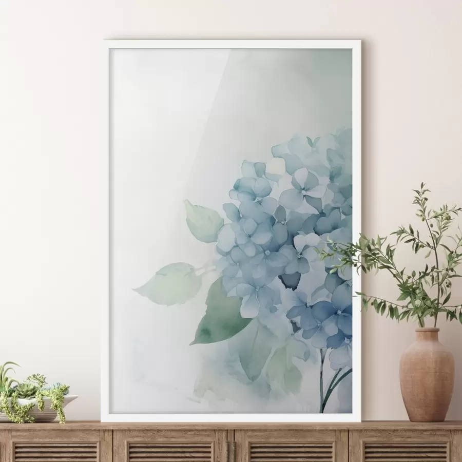 Fotobehang Hortensia's in pasteltinten f48636
