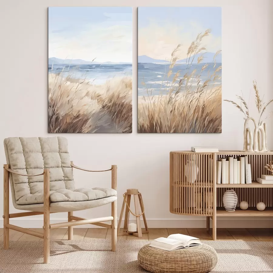  Schilderijen Schilderij met een imitatie van een kustlandschap m30297