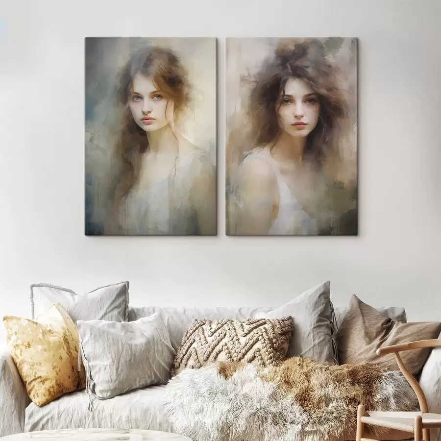 Fotobehang Schilderij met meisje als model m30299