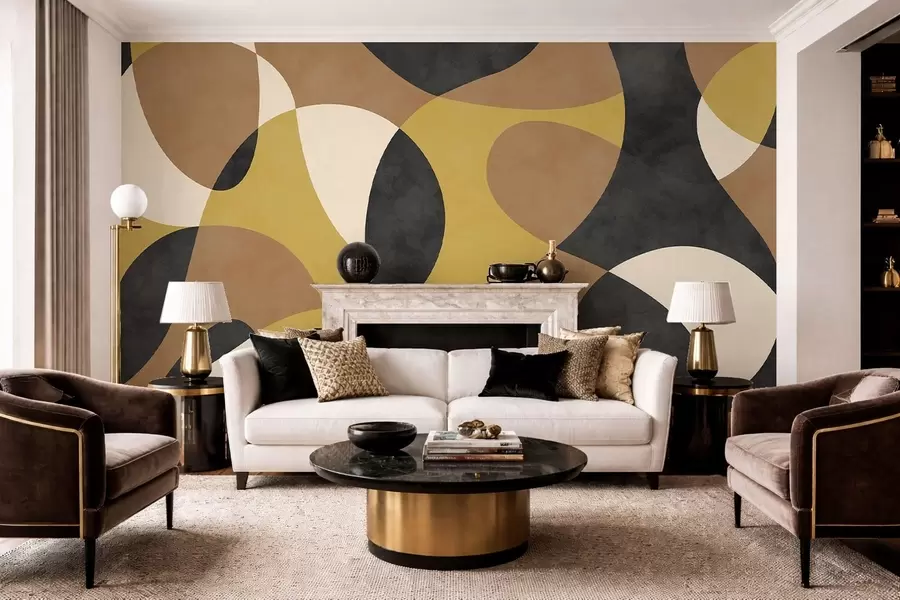 Fotobehang Abstract patroon met vloeiende vormen en contrast w05149