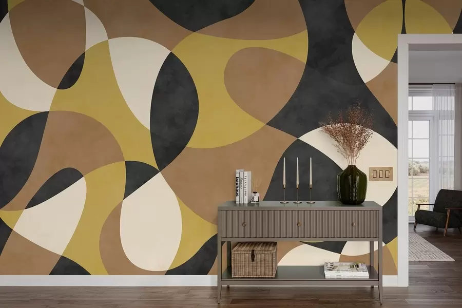 Fotobehang Abstract patroon met vloeiende vormen en contrast w05149