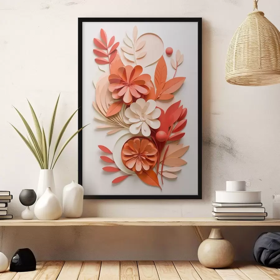 Fotobehang Een vrolijk bloemstuk in warme tinten f48600