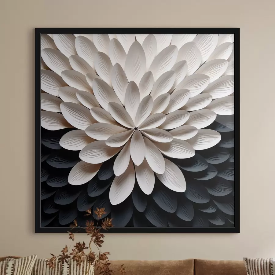 Fotobehang Abstracte bloem met vele licht gelaagde bloemblaadjes f48605