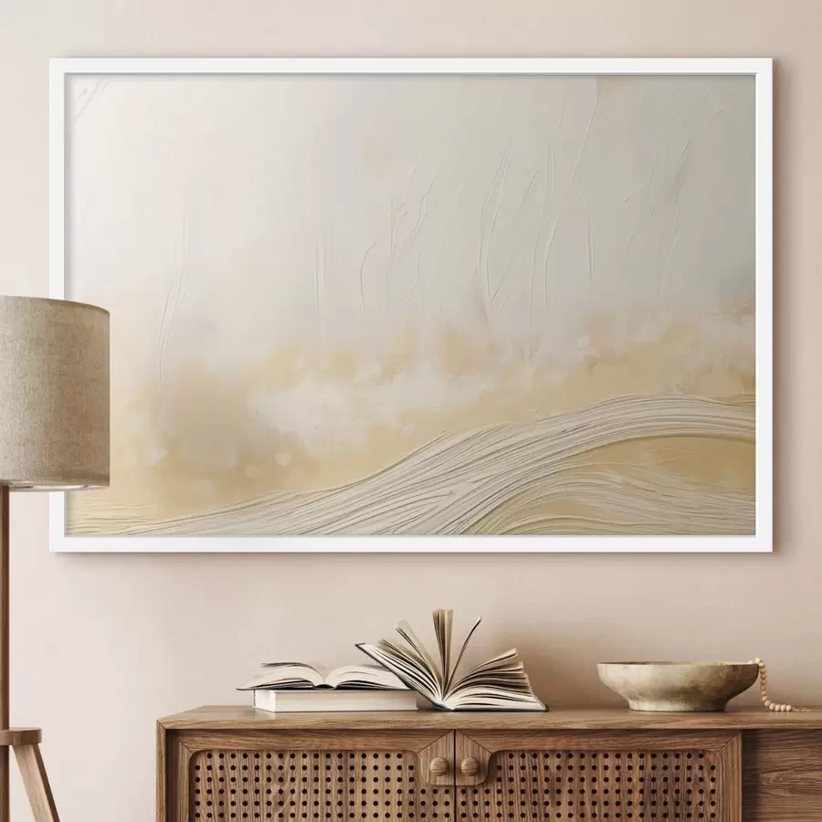 Fotobehang Abstrakt landschap met zachte golven en lichte tinten f48617