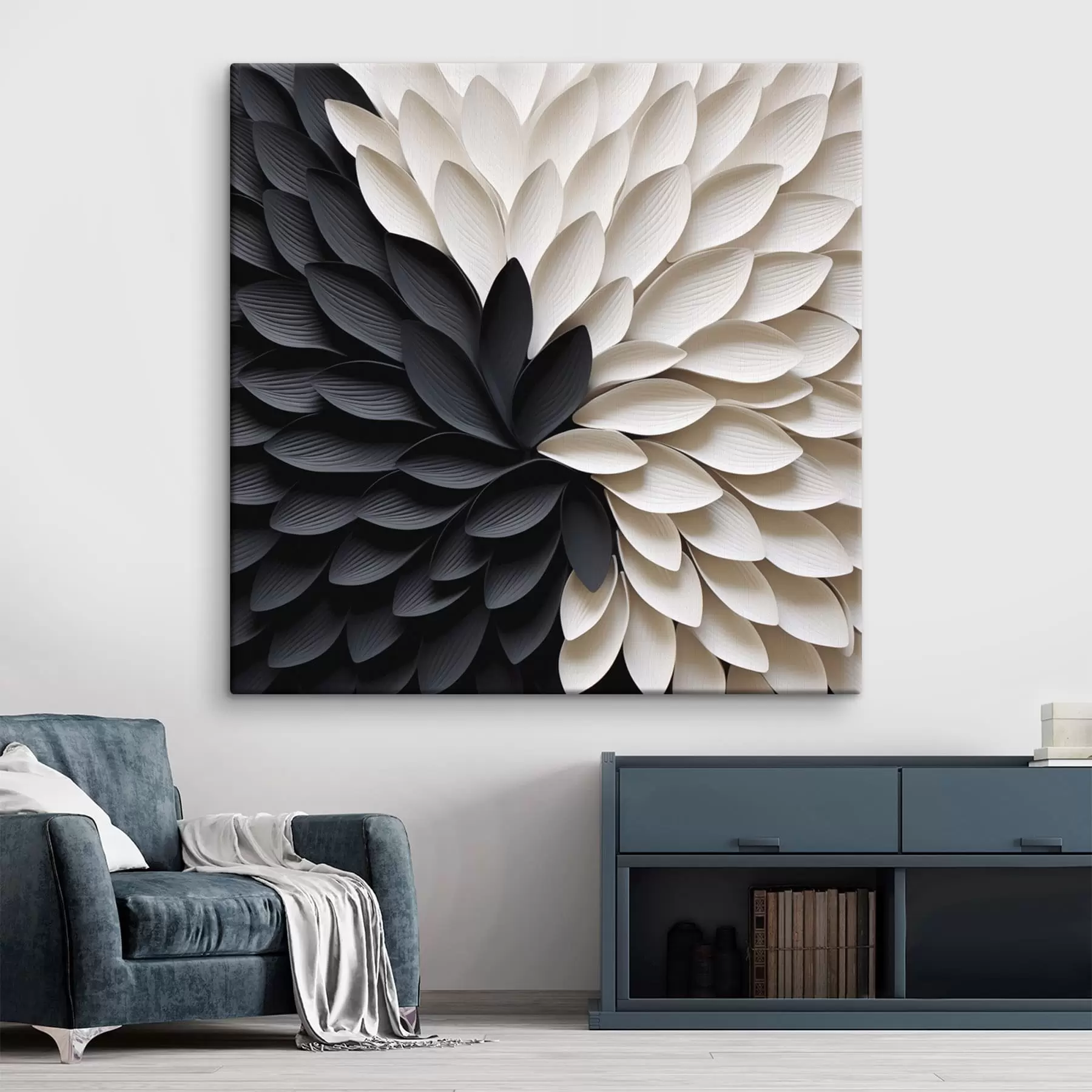  Schilderijen Contrasterende lichte en donkere bloemblaadjes in de vorm van een bloem s48604